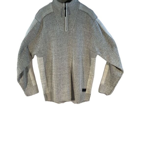 Projek Raw Mens Sweater Gray Quarter Zip Pullover Ribbed Size XXL Cotton Blend - Picture 2 of 14